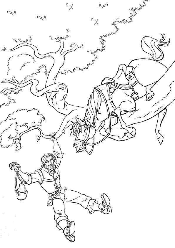 coloriage raiponce le prince dans l arbre
